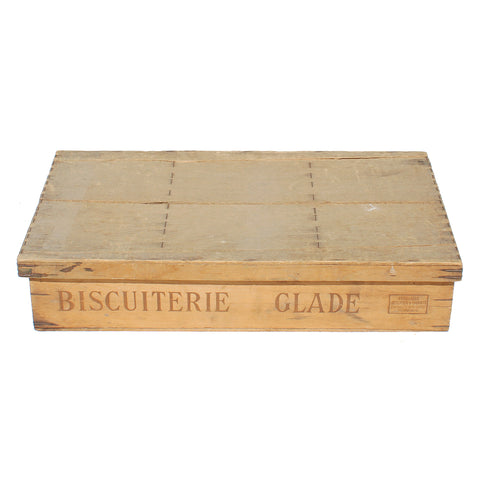 Ancienne grande boîte en bois pour gâteaux / Biscuits / Biscuiterie Glade