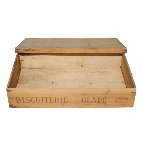 Ancienne grande boîte en bois pour gâteaux / Biscuits / Biscuiterie Glade