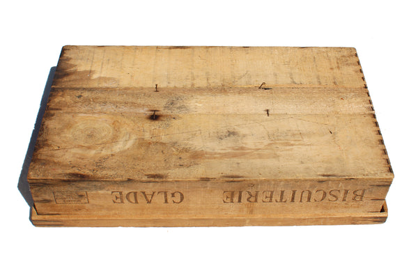 Ancienne grande boîte en bois pour gâteaux / Biscuits / Biscuiterie Glade