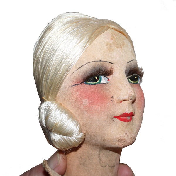 Ancienne tête de poupée de salon / boudoir années 1920