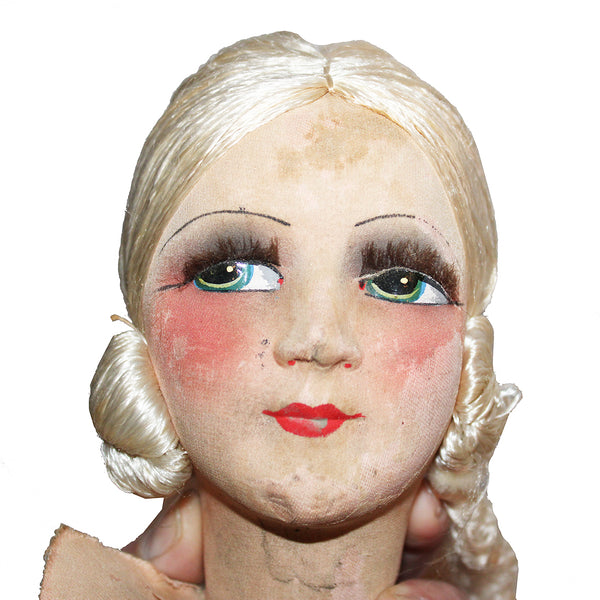 Ancienne tête de poupée de salon / boudoir années 1920