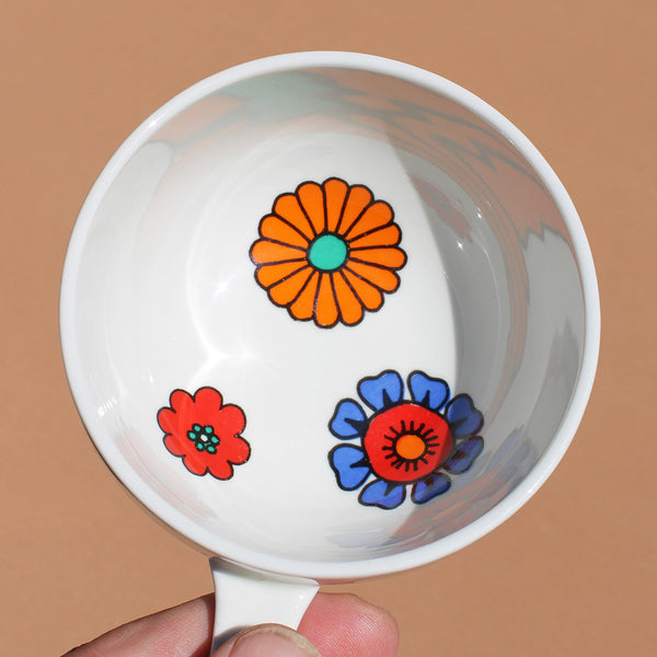 Caquelon + 5 poêlons vintage en vitro porcelaine Villeroy & Boch modèle Flower Power