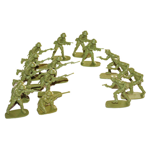 Ensemble de 15 figurines de bazar vintage plastique soldats kaki made in Hong Kong