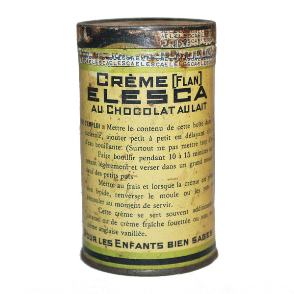 Ancienne boîte publicitaire Elesca L.S.K. C.S.KI crème flan au chocolat au lait