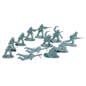 Ensemble de 12 figurines de bazar vintage plastique soldats gris made in Hong Kong