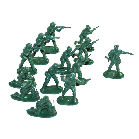 Ensemble de 13 figurines de bazar vintage plastique soldats verts made in Hong Kong