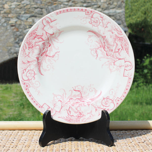 Ancienne assiette plate en faïence de K&G Lunéville modèle Griffon
