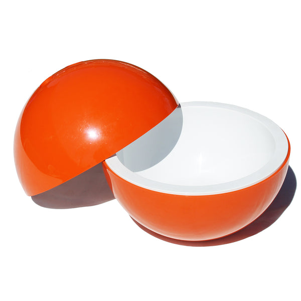 Seau à glaçons vintage boule de bowling orange édition Guillois design Lamotte