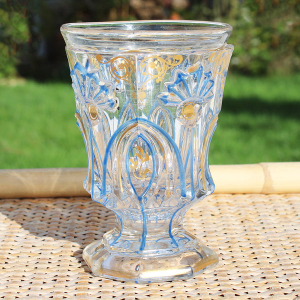 Ancien gobelet verre Charles X décoré et peint à l'or fin