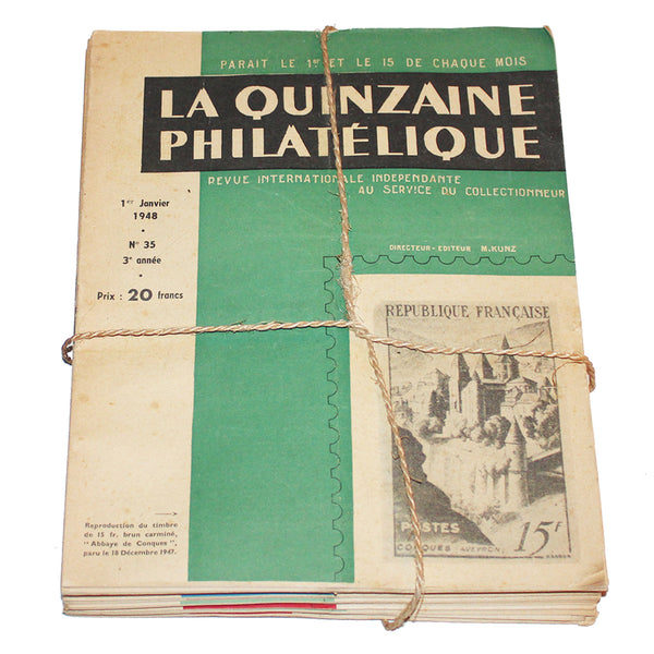 Ensemble de 16 magazines / revues La quinzaine Philatélique année 1948 complète