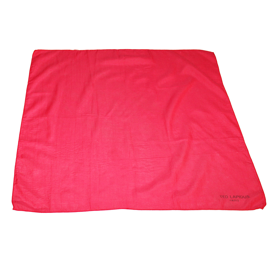 Carré / foulard vintage Ted Lapidus uni rouge pâle en coton de soie
