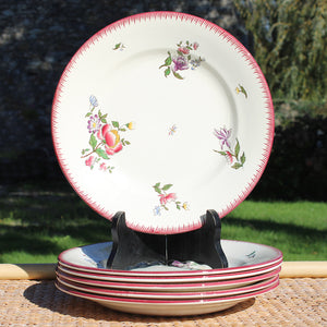 Ensemble de 6 assiettes plates 24 cm en faïence de U & C Sarreguemines modèle Strasbourg