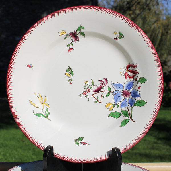 Ensemble de 6 assiettes plates 24 cm en faïence de U & C Sarreguemines modèle Strasbourg