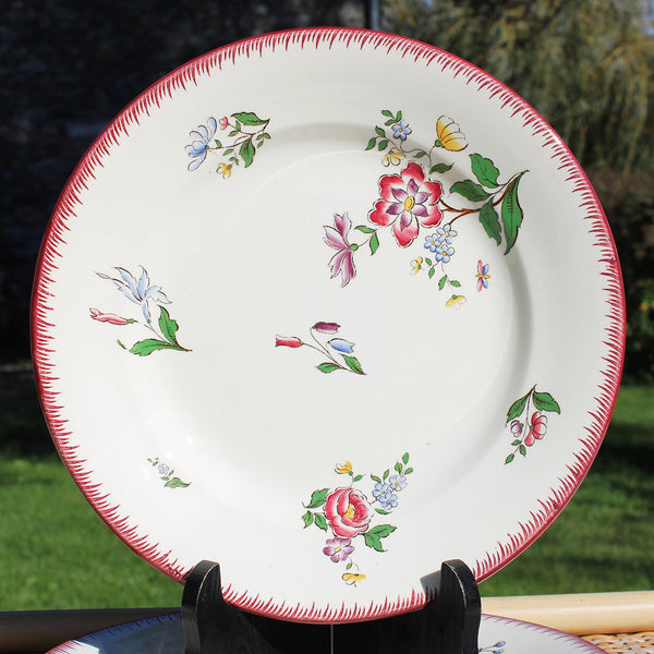 Ensemble de 6 assiettes plates 24 cm en faïence de U & C Sarreguemines modèle Strasbourg