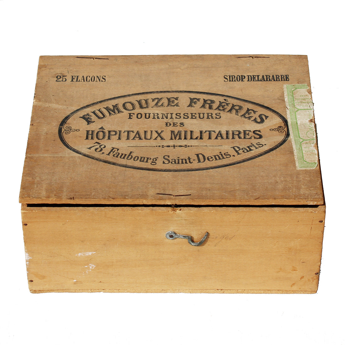 Ancienne boîte publicitaire de sirop Delabarre Fumouze Frères / Hôpitaux Militaires