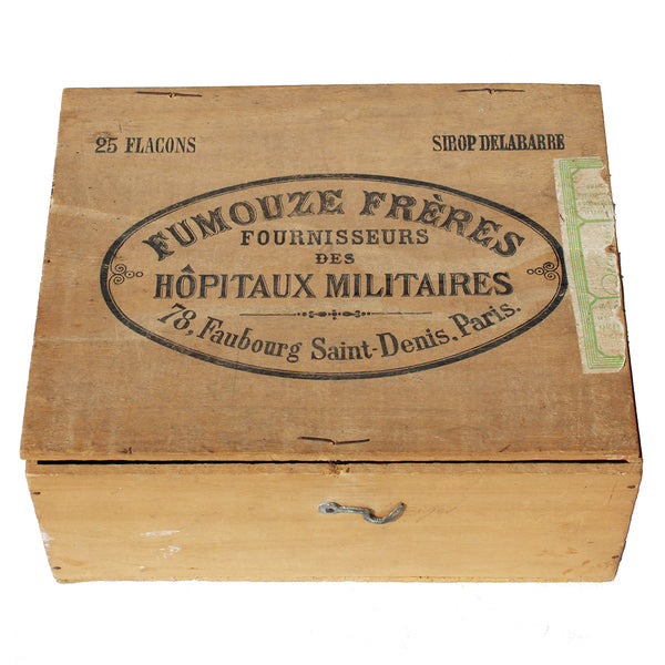 Ancienne boîte publicitaire de sirop Delabarre Fumouze Frères / Hôpitaux Militaires