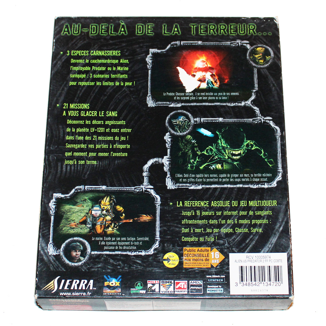 Jeu vidéo PC Big Box Aliens versus Predator 2 / version Jeu vidéo PC Big Box Aliens versus Predator 2 / version