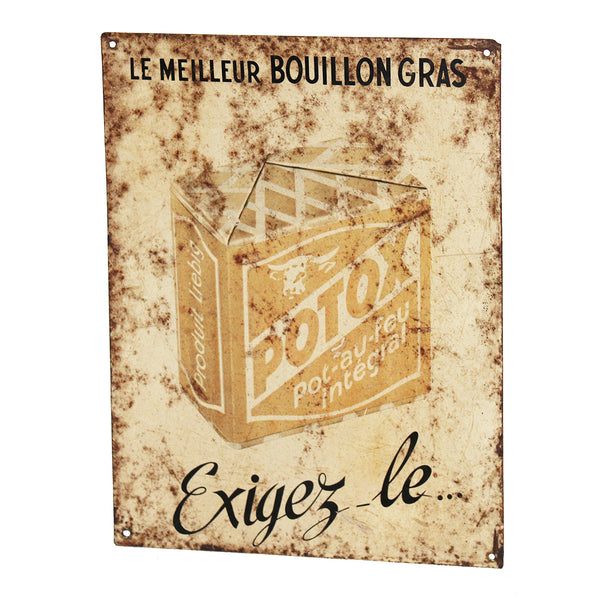 Ancienne plaque publicitaire en tôle non émaillée Liebig / Potox le meilleur bouillon gras