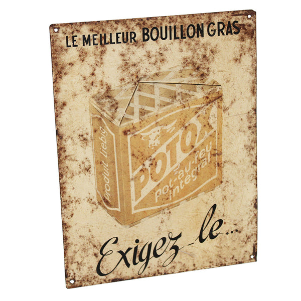 Ancienne plaque publicitaire en tôle non émaillée Liebig / Potox le meilleur bouillon gras
