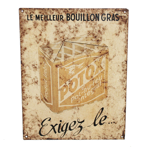 Ancienne plaque publicitaire en tôle non émaillée Liebig / Potox le meilleur bouillon gras