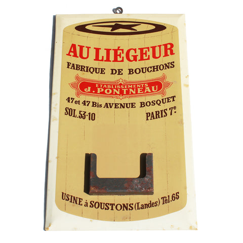 Ancienne plaque / glaçoïde publicitaire Au Liégeur / provient d'un calendrier