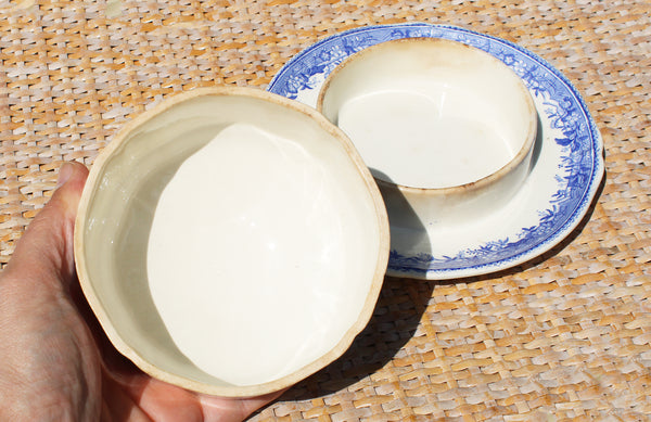 Ancien beurrier rond en faïence de Villeroy & Boch modèle Burgenland