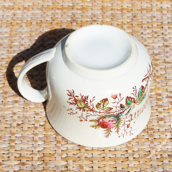 Grande tasse à chocolat en terre de fer modèle " Souvenir " / Roses / Art Nouveau