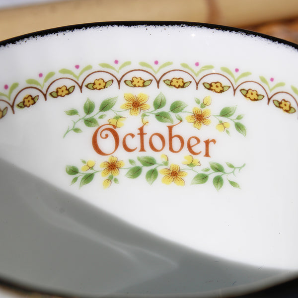 Tasse à thé + soucoupe en porcelaine anglaise English Heritage modèle mois Octobre