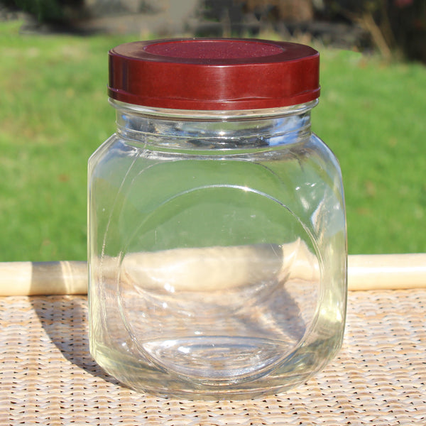 Ancien bocal d'épicerie en verre SISA 1.5 litres / couvercle en bakélite