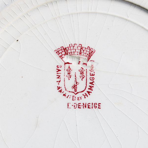 Paire d'assiettes plates en faïence de St Amand et Hamage Nord modèle Boule de Neige