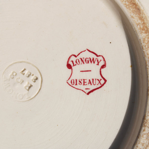 Broc de toilette en faïence de Longwy – Décor Oiseaux – Rouge sur fond crème – Fin XIXᵉ siècle