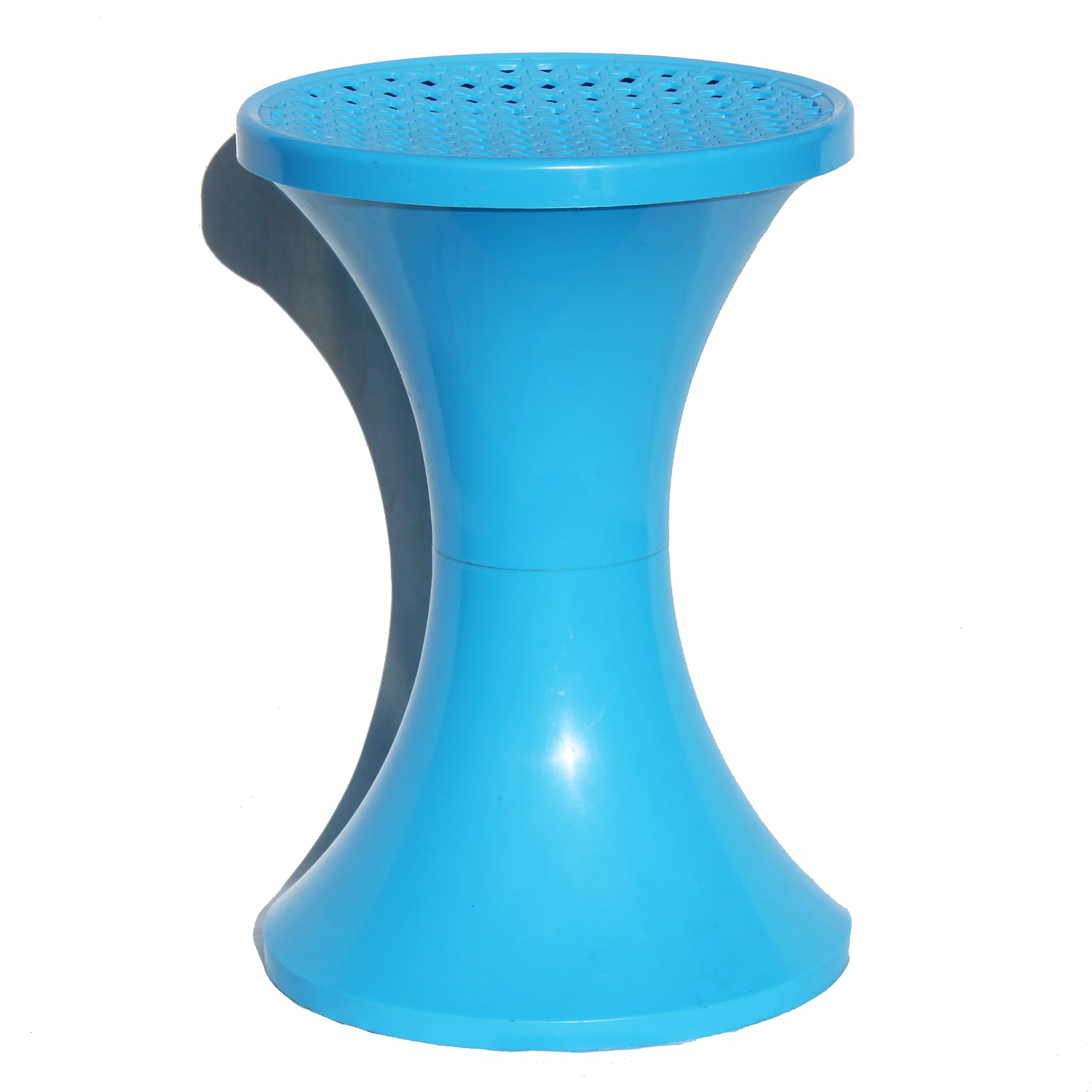 Tabouret vintage Tam Tam Stamp en plastique bleu par Massonnet