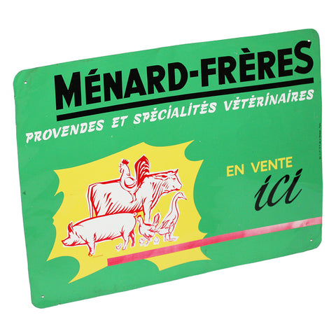 Ancienne plaque publicitaire Ménard-Frères spécialités vétérinaires