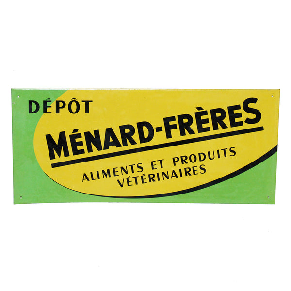 Ancienne plaque publicitaire en tôle Dépôt Ménard-Frères produits vétérinaires à Thouars