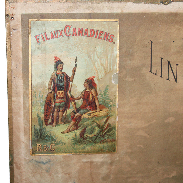 Ancien calendrier 1896 carton publicitaire R & C Fil aux Canadiens Lin Extra