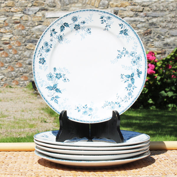 Ensemble de 6 assiettes plates 23.5 cm en faïence de BFK Boch Frères Keramis modèle Dugazon