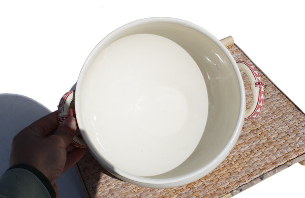 Grande soupière ancienne en faïence de Sarreguemines modèle Favori