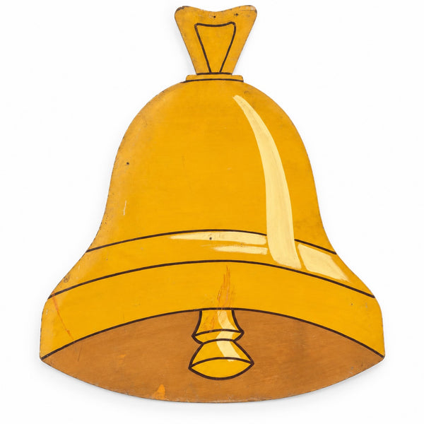 Panneau ancien en bois souple en forme de cloche peint à la main – 85 cm