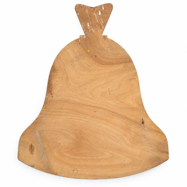 Panneau ancien en bois souple en forme de cloche peint à la main – 85 cm