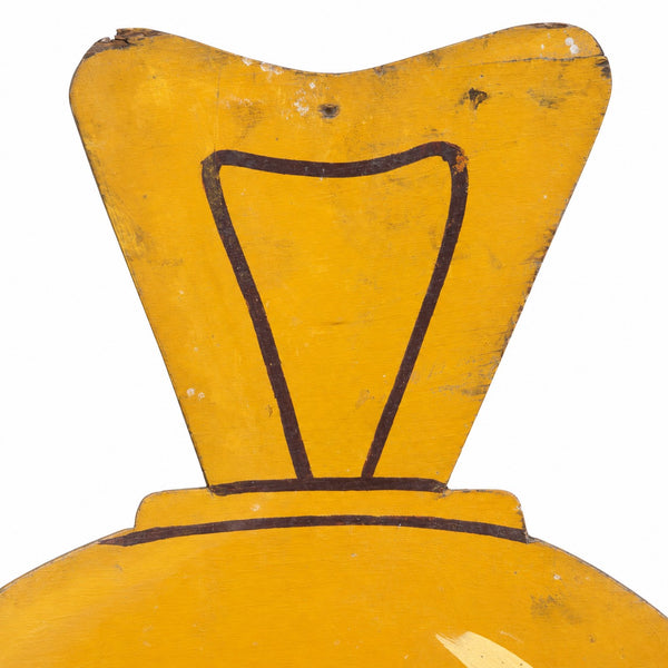 Panneau ancien en bois souple en forme de cloche peint à la main – 85 cm