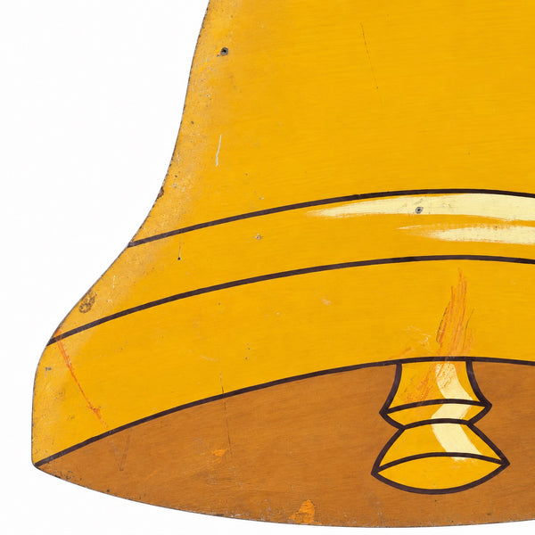 Panneau ancien en bois souple en forme de cloche peint à la main – 85 cm