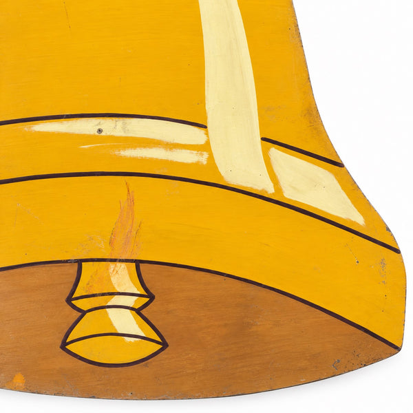 Panneau ancien en bois souple en forme de cloche peint à la main – 85 cm