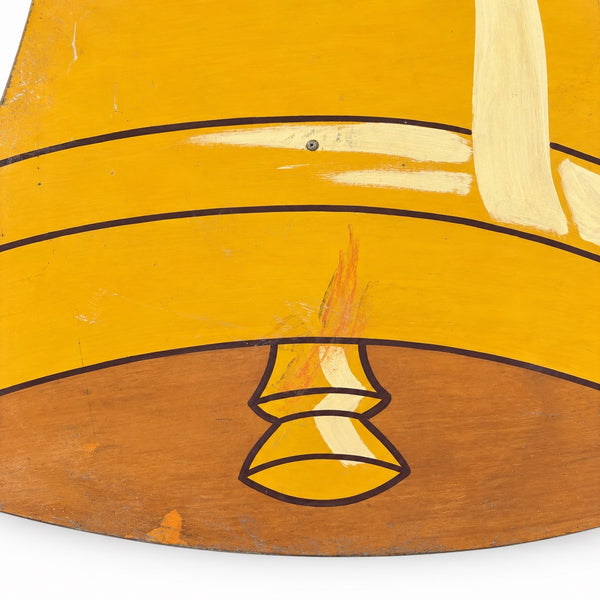 Panneau ancien en bois souple en forme de cloche peint à la main – 85 cm