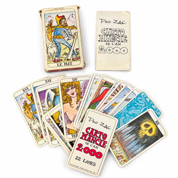 Tarot vintage Grimaud « Cartomancie de l’an 2000 » – Pino Zac, 1981