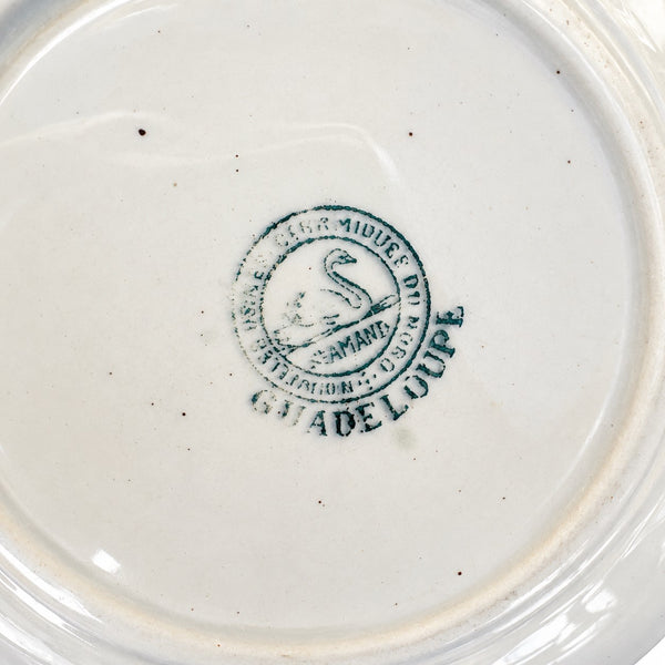 Ancienne tasse à café et soucoupe Saint-Amand, modèle Guadeloupe, Terre de Fer