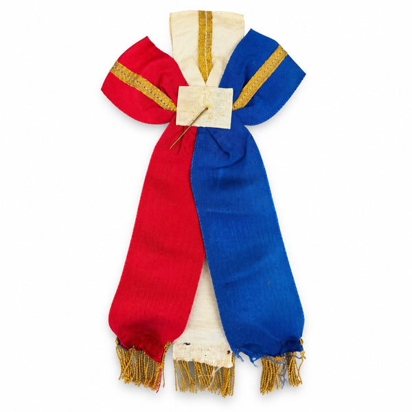 Ancienne cocarde de conscrit « Honneur aux enfants de la France », vers 1940-1950