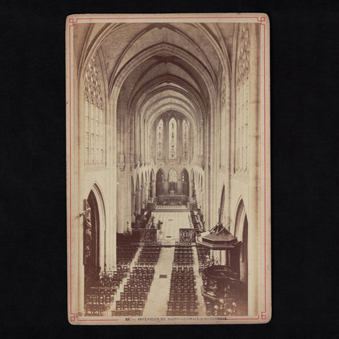 Photo ancienne collée sur carton Paris intérieur de l'Église Saint Germain l'Auxerrois