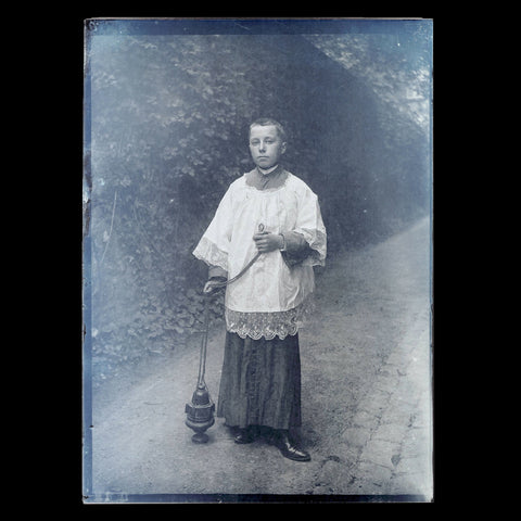 Négatif 18 x 13 / Ancienne photo plaque de verre / Religion - Enfant de Chœur