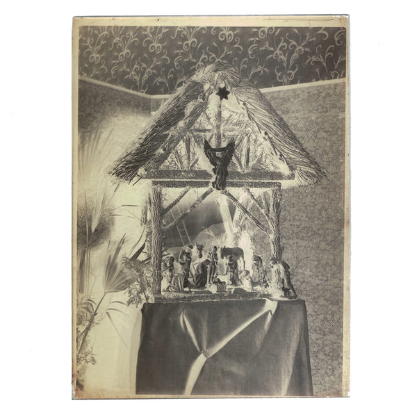 Négatif 18 x 13 / Ancienne photo plaque de verre / Famille bourgeoise / Crèche de Noël Devineau ?.