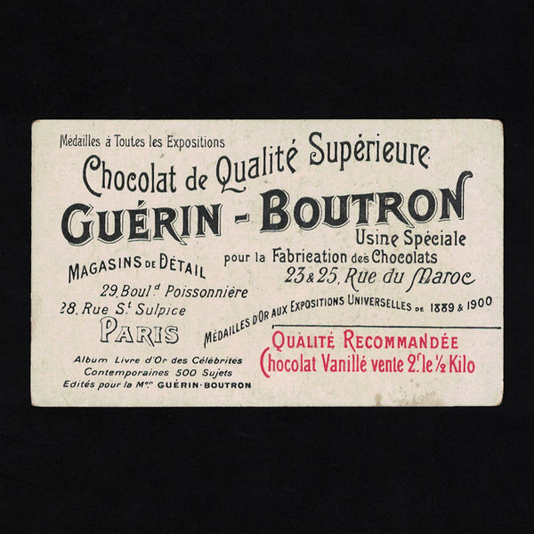 Ancienne chromo publicitaire Guérin Boutron Célébrités 438 Marthe Brandès